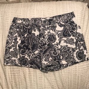 Navy blue and white Printed shorts